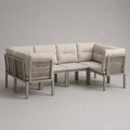 Modulare Gartensofa-Eckgarnitur, 5-Sitzer aus Aluminium und PE-Seilgeflecht, Beige/Taupe, 250 × 190 × 82 cm