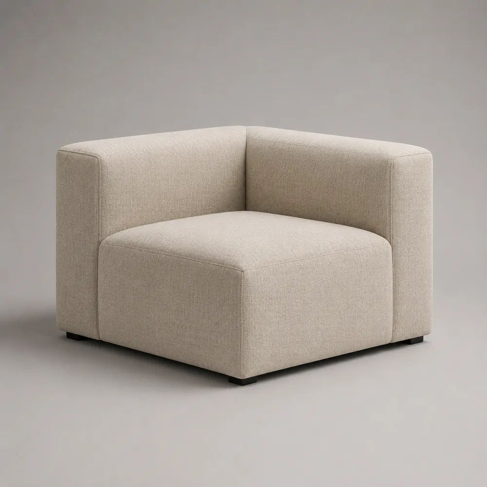Quadratischer Loungesessel mit Armlehnen und Stoffbezug, Beige, 95 × 95 × 73 cm