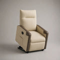 Relaxsessel mit hoher Rückenlehne, manueller Liegefunktion, Polyesterbezug und PU-Kunstleder, Beige/Braun, 75 × 90 × 105 cm