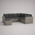 Garten-Lounge-Set mit 5-Sitzer-Ecksofa und Beistelltisch aus PE-Rattan und Stahl, L-förmig, Grau/Dunkelgrau, 260 × 195 × 73 cm
