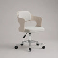Höhenverstellbarer Bürostuhl mit Armlehnen und abgerundeter Rückenlehne, Polyester, Formholz und Aluminium, Creme/Beige/Silber, 60 × 60 × 78–88 cm