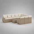 11-teiliges Garten-Lounge-Set in U-Form aus PE-Polyrattan mit Stahlgestell und Glastisch, Beige/Creme, 330 × 240 × 75 cm