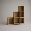 Treppenregal Bücherregal mit 6 Fächern aus melaminbeschichteter Spanplatte, Eichefarben, 105 × 30 × 108 cm