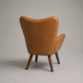 Ohrensessel mit Polyester-Mikrofaserbezug und Massivholzbeinen, Cognacbraun/Dunkelbraun, 76 x 82 x 101 cm