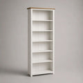 Bücherregal aus MDF und HDF mit 6 offenen Fächern, Weiß/Eiche, 70 × 32 × 190 cm
