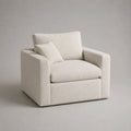 Eckiger Loungesessel aus Stoff mit Zierkissen, Cremeweiß, 98 × 92 × 84 cm