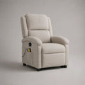 Elektrischer Relaxsessel mit hoher Rückenlehne und Bouclébezug, Beige/Schwarz, 90 × 95 × 105 cm