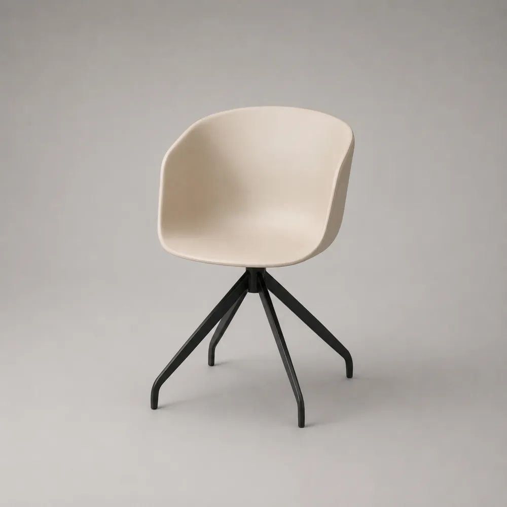 Bürostuhl Drehstuhl aus Polypropylen und pulverbeschichtetem Stahl, Beige/Schwarz, 58 × 55 × 80 cm
