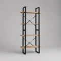 Bücherregal Standregal aus Holz und Stahl mit 4 Ablagen, Natur/Schwarz, 80 x 30 x 180 cm