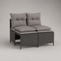 2-teiliges Gartensofa aus PE-Rattan und Stahl mit Kissen, Grau/Dunkelgrau, 132 × 68 × 85 cm