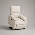 Elektrischer Relaxsessel und Fernsehsessel mit Liegefunktion aus PU-Leder, Creme, 78 × 92 × 105 cm